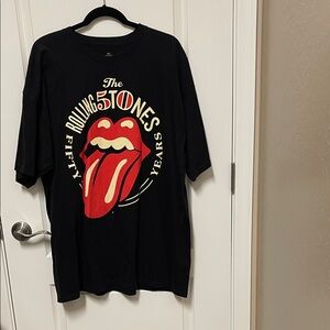 The Rolling Stones Black Tee with Red and White Print